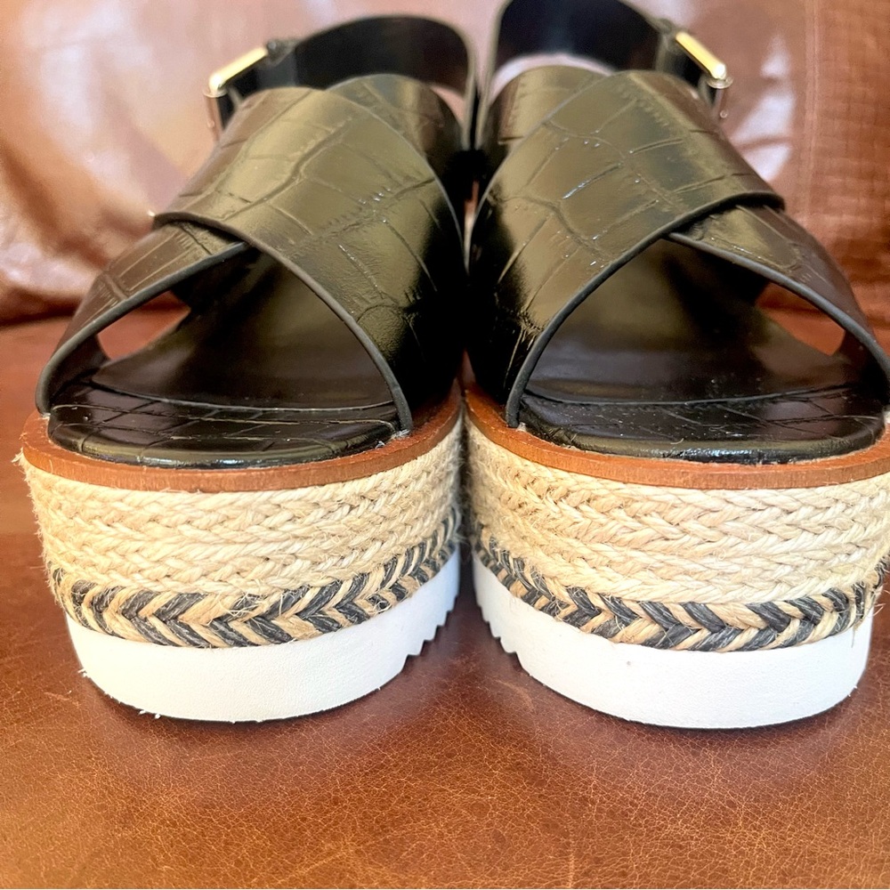 Vince Camuto Marietter Genuine Croc Embossed Leather Wedge Slingback Sandals Sz8 - Picture 11 of 14